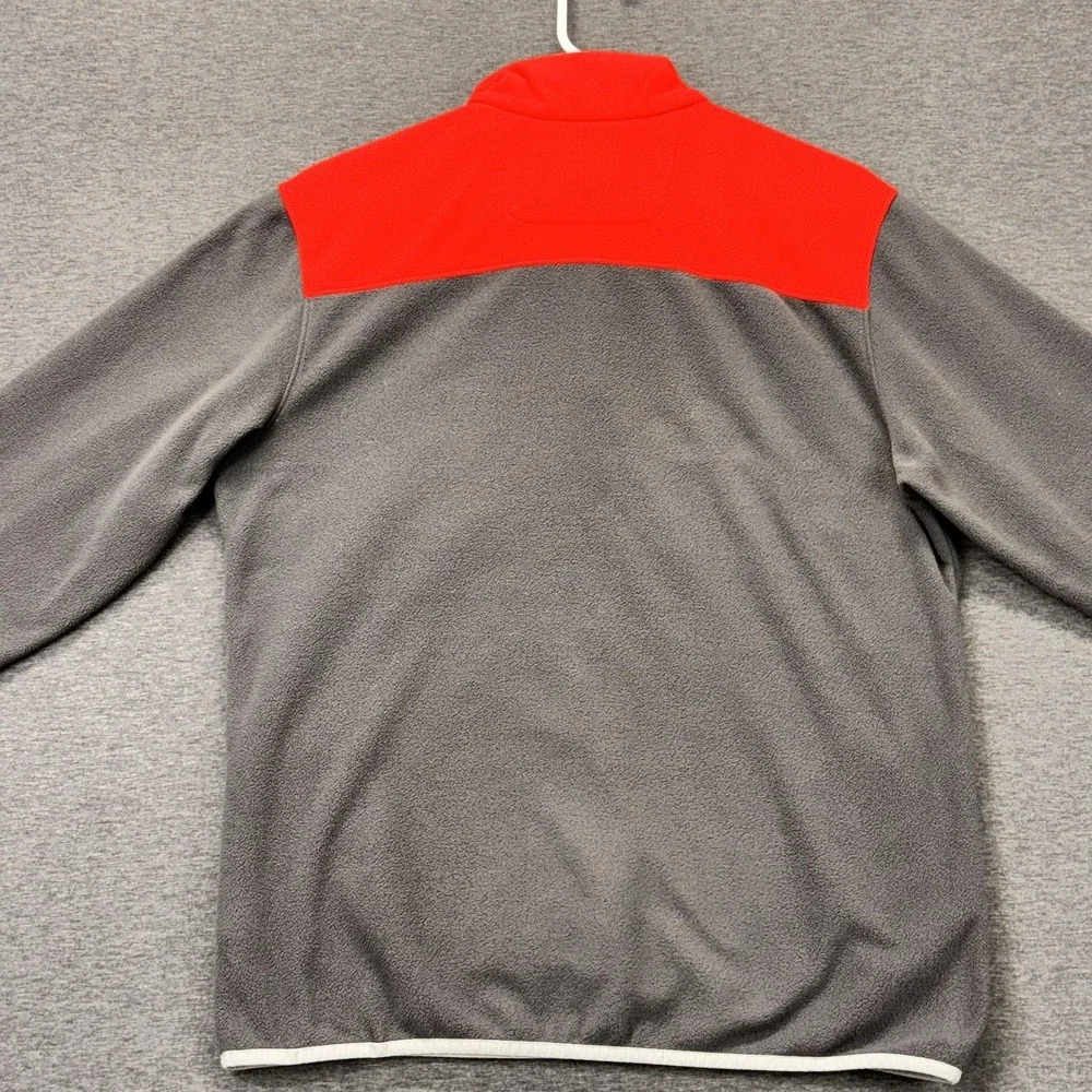 The North Face Jacket Mens Medium Gray Red‎ Fleece 1/4 Zip Pullover Pockets